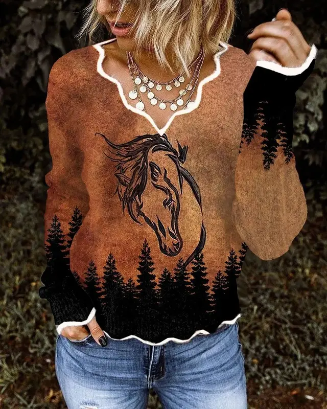Wave Neckline 3D Printed Top I Style - Shop at LoveMi