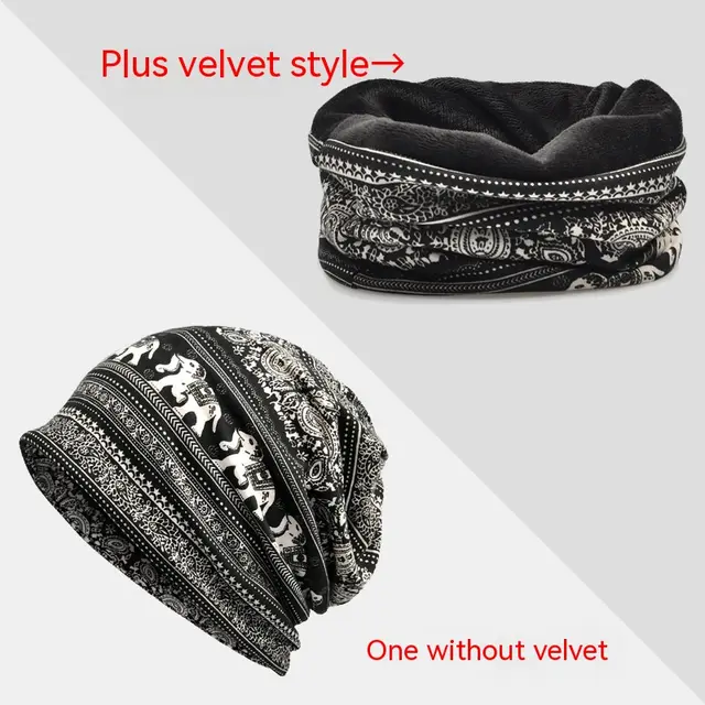 Polyester Tam o' shanter Women's Cashew Printed Pullover Outdoor Elephant Paisley Black - Shop at LoveMi
