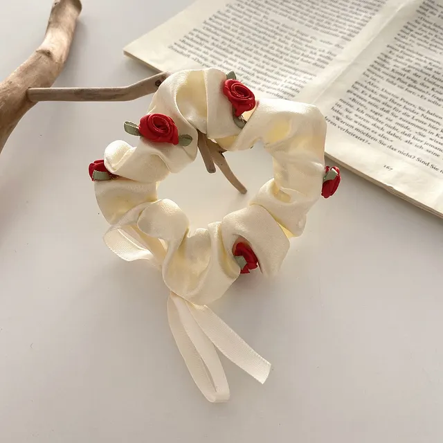 Romantic Three dimensional Rose French Retro Girl Flower Hairband Fairy Style Hair Accessories 1 White Roses - Shop at LoveMi