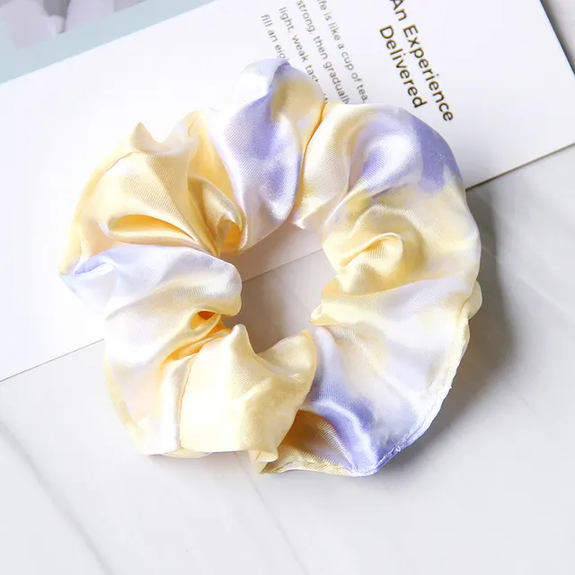 Simple Cloth Satin Tie dye Children Large Intestine Ring Hair Accessories Headdress Tie Dyed Yellow - Shop at LoveMi