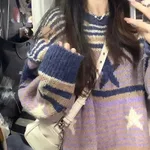 Star Round Neck Sweater-L