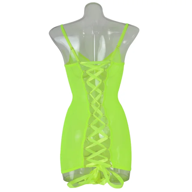 Steel Ring Mesh Camisole See through Backless Body shaping Corsets Fluorescent Yellow - Shop at LoveMi