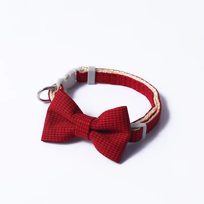 Pet Collar Houndstooth Design Bow Red - Shop at LoveMi