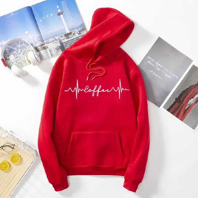 Harajuku Style Fleece lined Thickened Hooded Sweatshirt Red - Shop at LoveMi