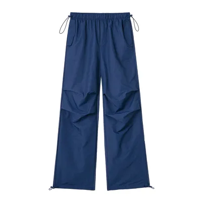 French Elastic Drawstring Fashion All match Parachute Jogging Casual Trousers Dark Blue - Shop at LoveMi