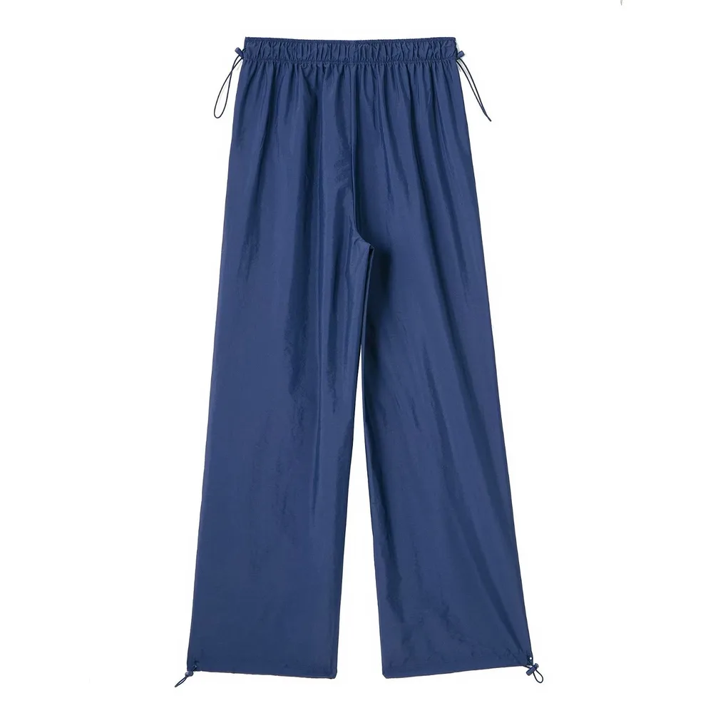 French Elastic Drawstring Fashion All match Parachute Jogging Casual Trousers Dark Blue - Shop at LoveMi