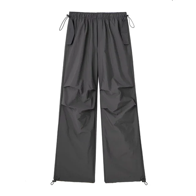 French Elastic Drawstring Fashion All match Parachute Jogging Casual Trousers Dark Gray - Shop at LoveMi