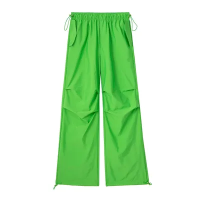 French Elastic Drawstring Fashion All match Parachute Jogging Casual Trousers Green - Shop at LoveMi