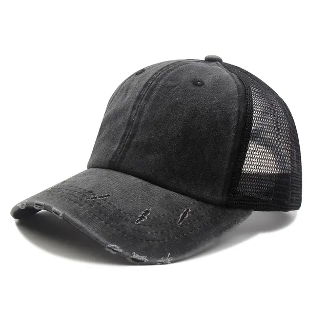 Women's Fashionable All matching Retro Washed Peaked Cap Black - Shop at LoveMi
