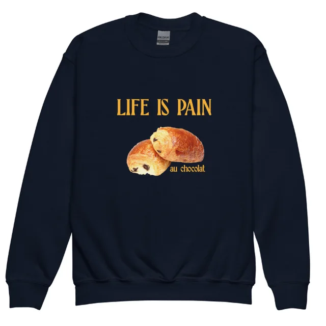European American Fashion Floral Print Life Is Pain Round Neck Autumn And Winter Bottoming Long Sleeve Navy Blue - Shop at LoveMi