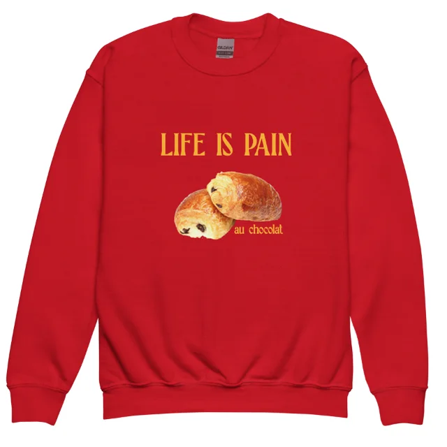 European American Fashion Floral Print Life Is Pain Round Neck Autumn And Winter Bottoming Long Sleeve Red - Shop at LoveMi