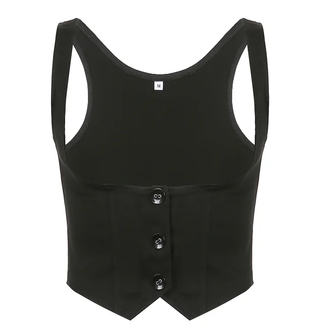 Pure Color Tight Slim Fit Vest Vest Black - Shop at LoveMi