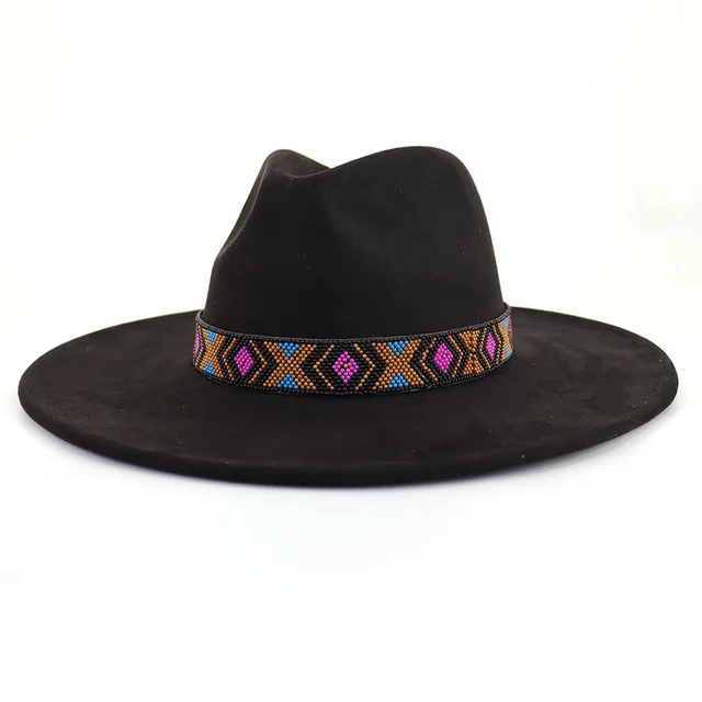 Women's Bohemian Broad brimmed Hat Flat Edge Black - Shop at LoveMi