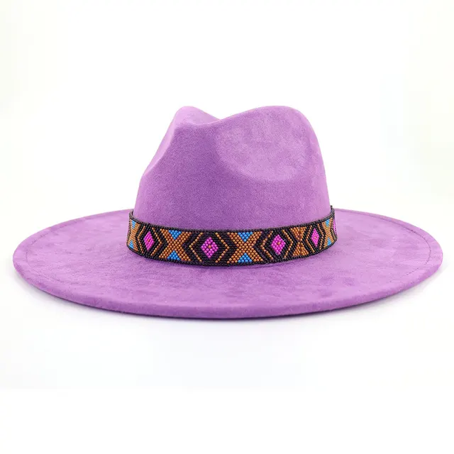 Women's Bohemian Broad brimmed Hat Flat Edge Dark Purple - Shop at LoveMi