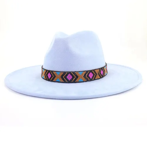 Women's Bohemian Broad brimmed Hat Flat Edge Sky Blue - Shop at LoveMi