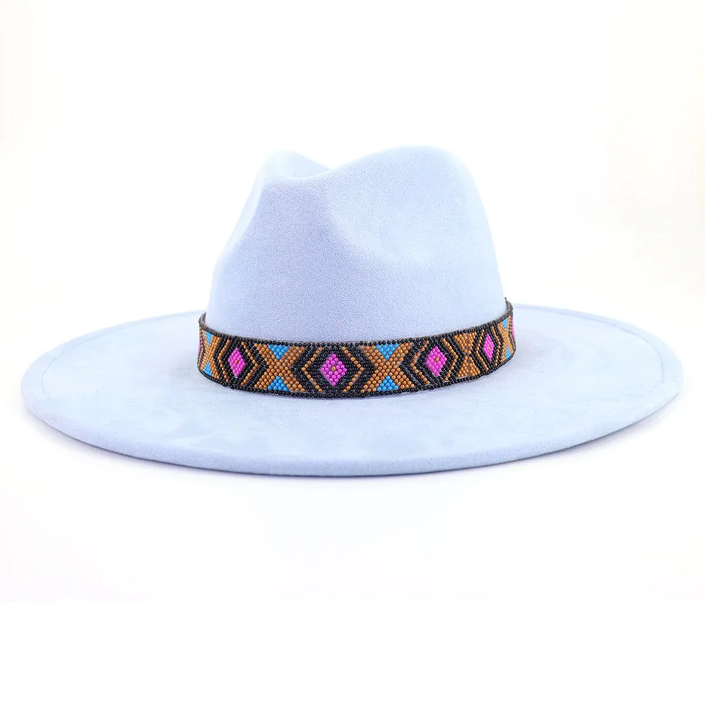 Women's Bohemian Broad-brimmed Hat Flat Edge - Sky Blue