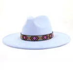 Women's Bohemian Broad-brimmed Hat Flat Edge - Sky Blue