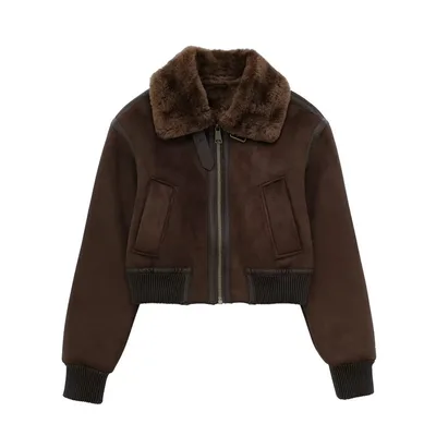 Warm Fur Integrated Loose Motorcycle Double sided Jacket Jacket Picture Color M - Shop at LoveMi