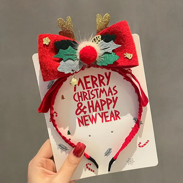 Christmas Children's Hair Accessories Party Dress Up Headband Bow Reindeer Headband - Shop at LoveMi