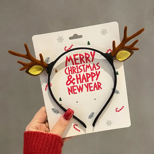 Christmas Children's Hair Accessories Party Dress Up Headband Ears Antlers Brown - Shop at LoveMi