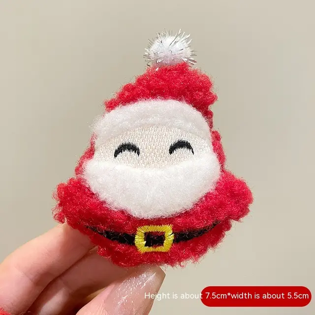 Cartoon Cute Santa Claus Brooch Christmas Festival Accessories Plush Happy Santa Claus Brooch - Shop at LoveMi
