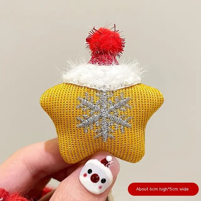 Cartoon Cute Santa Claus Brooch Christmas Festival Accessories Snowflake Five Pointed Star - Shop at LoveMi