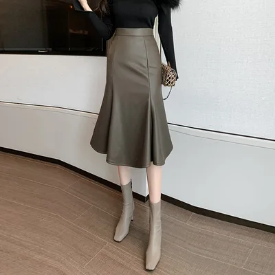 Fishtail Spandex Skirt For Women High Waist Petite Slimming Brown - Shop at LoveMi