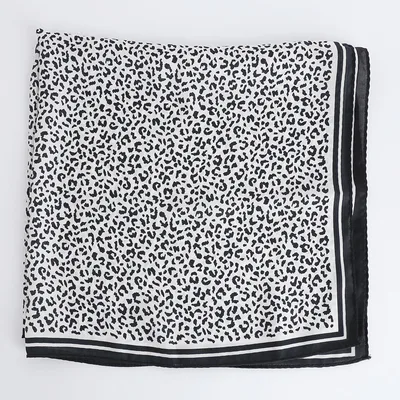 Artificial Silk Leopard Print Silk Scarf Black - Shop at LoveMi