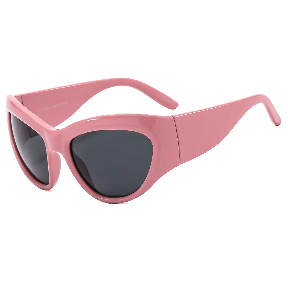 Outdoor Cycling Punk Sports Sunglasses - Pink Frame Grey Piece