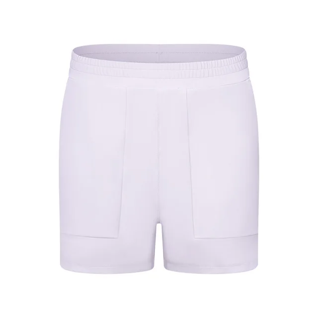 Fitness Elastic Waist Of Trousers Yoga Shorts Light Purple White - Shop at LoveMi