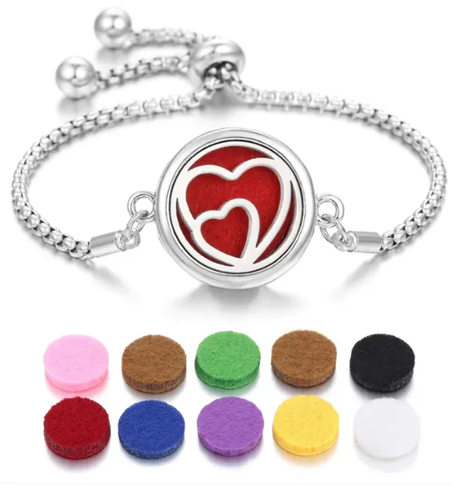New Kaleidoscope Aromatherapy Bracelet Perfume Essential Oil Diffuser Locket Bracelet Charms Women Aroma Diffuser Jewelry - Style22 With 10Cotton F...