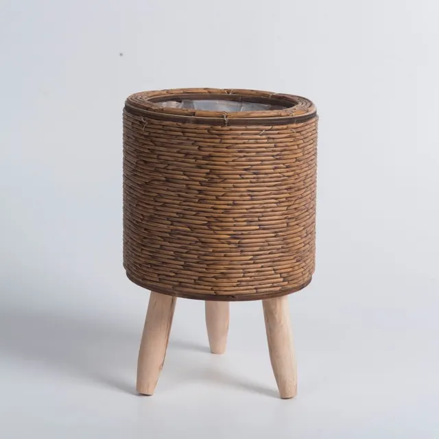 Hyundai Simple Handmade Woven Flower Pot Storage Container Cylinder Coffee - Shop at LoveMi
