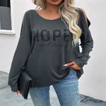 European And American New Casual Thin Letter T-shirt - Dark Gray