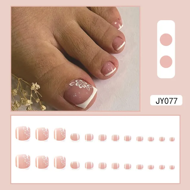Toenail Wear Nail Tip Toenail Patch Jy077 White Edge Flower Glue - Shop at LoveMi