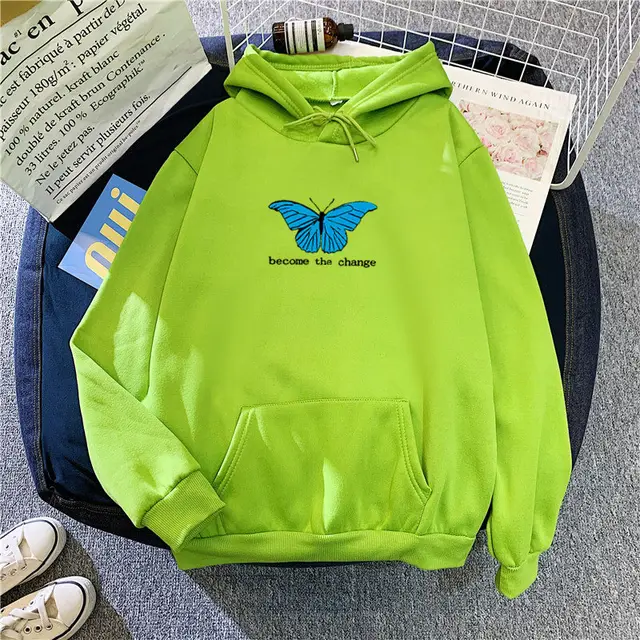 Single Butterfly Autumn And Winter Loose Clothes Avocado Green - Shop at LoveMi