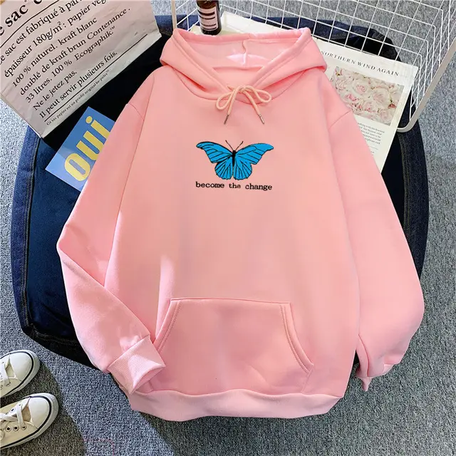 Single Butterfly Autumn And Winter Loose Clothes Pink - Shop at LoveMi