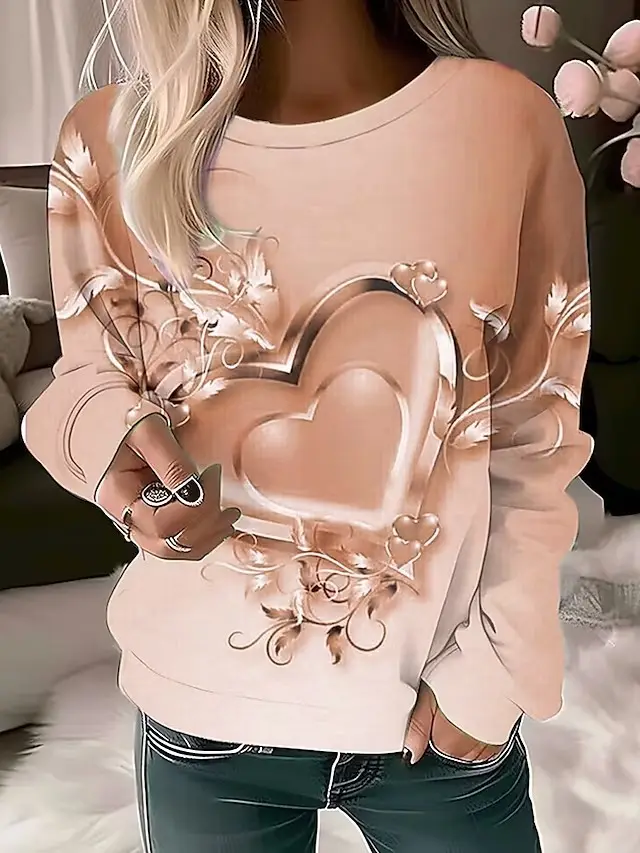 Fashion Love Long Sleeve Women's Polyester Sweater Applique Love Orange - Shop at LoveMi