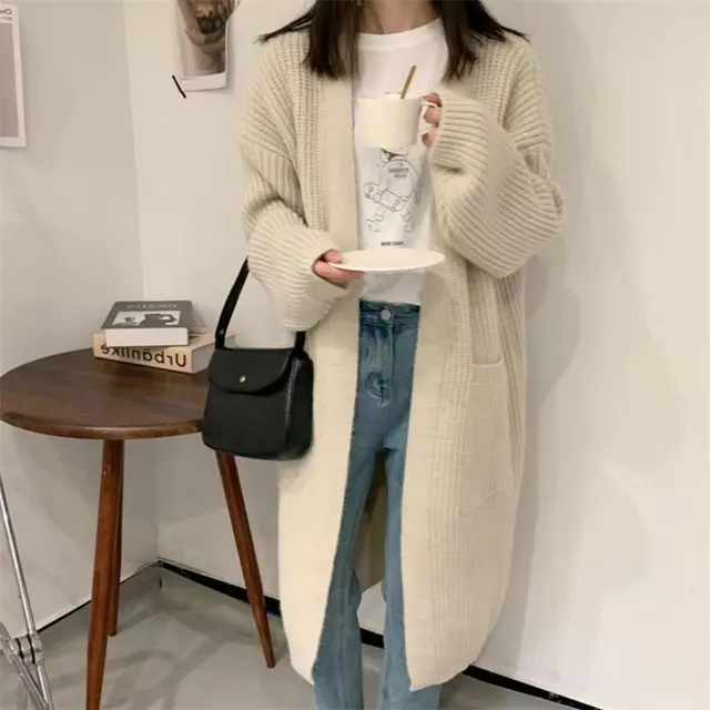 Sweater Cardigan Coat Women's Mid length Oats - Shop at LoveMi