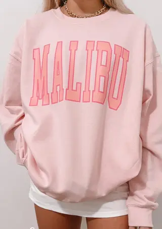 Plus Size Sweater Round Neck Printed Loose Comfortable Top Women - Pink