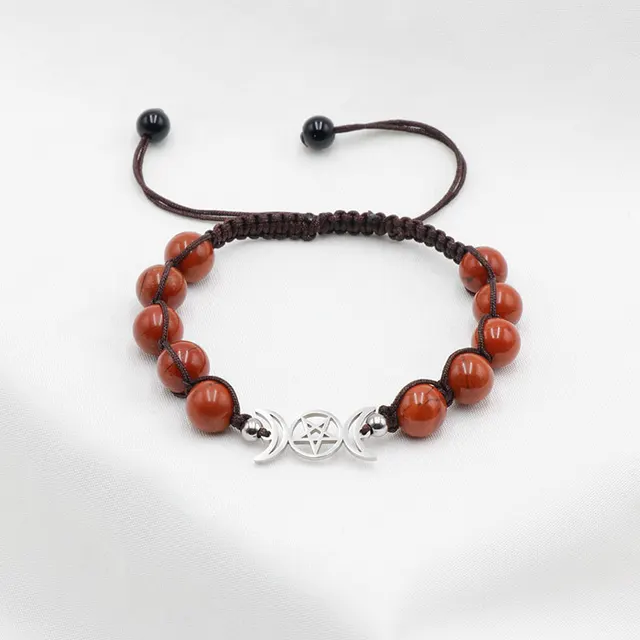Couple Natural Stone Crystal Colorful Stone Woven Bracelet Red Jasper - Shop at LoveMi