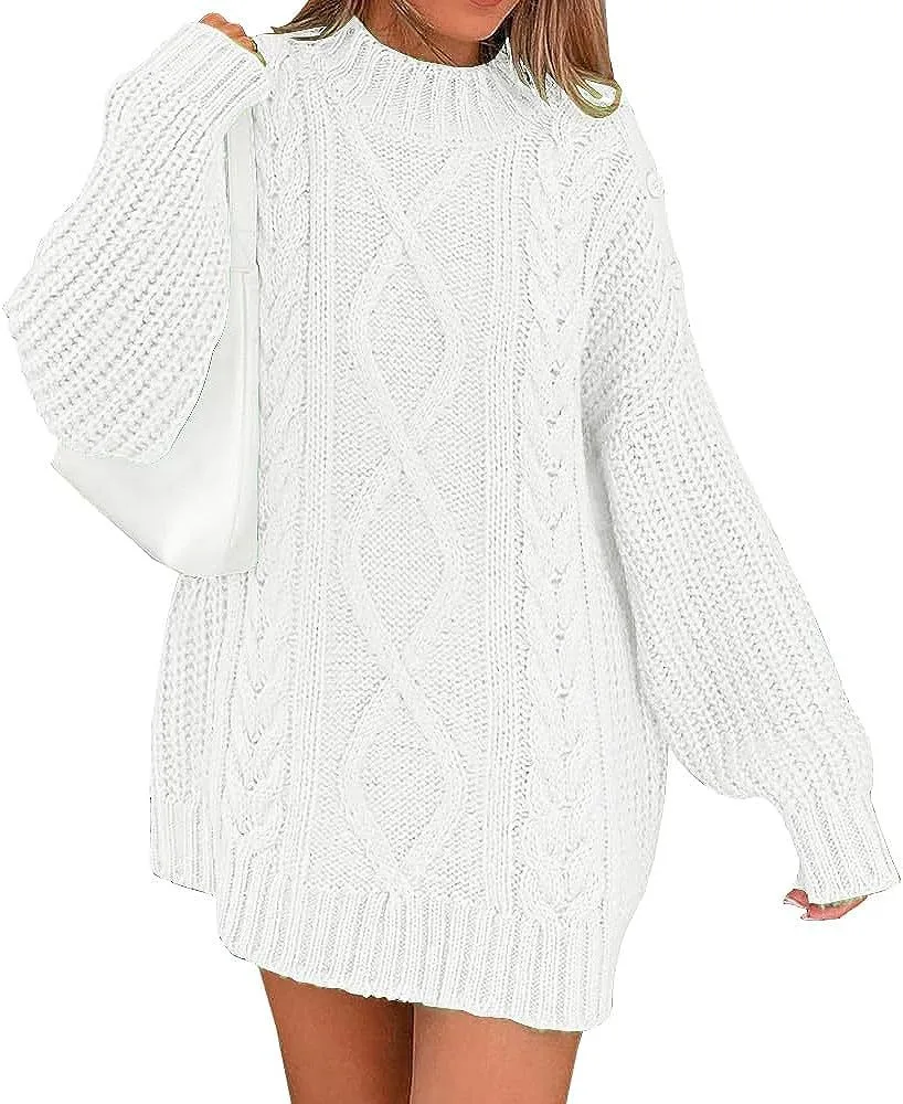 Women's Knitting Sweater Twisted Long Sleeve Loose Pullover White - Shop at LoveMi