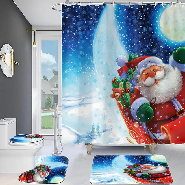Christmas Old Man Digital Full Polyester Toilet Floor Mat Yi0031 - Shop at LoveMi