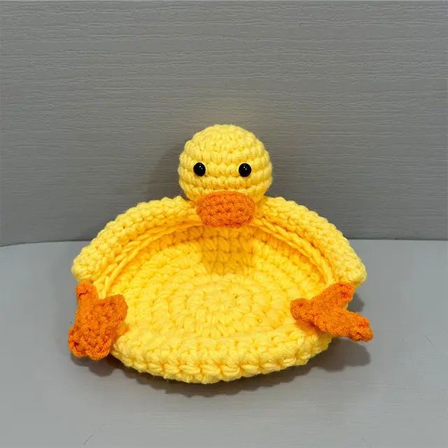 Crocheted Cute Duck Polyester Teacup Mat Heat Insulation Yellow Little Duck - Shop at LoveMi