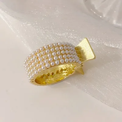 Rhinestone Anti sagging Fixed Gadget Back Head Small Hair Clip Full Diamond Pearl Gold - Shop at LoveMi
