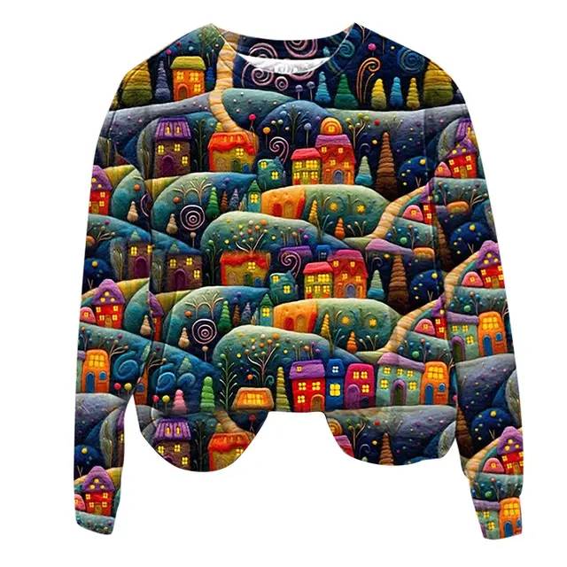 Santa Claus Print Sweater Top 04 Style - Shop at LoveMi