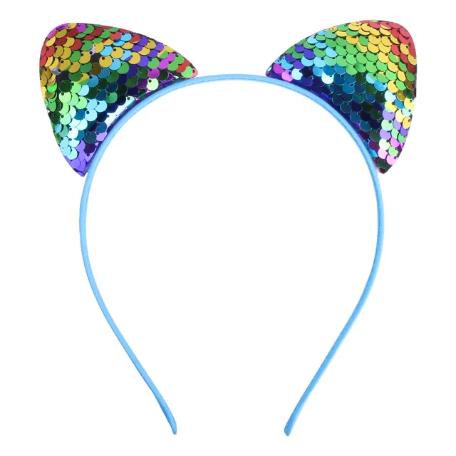 Quicksand Children's Cartoon Sweet Headband Hairpin Flip Scale Sequined Cat Ears Accessory Color - Shop at LoveMi