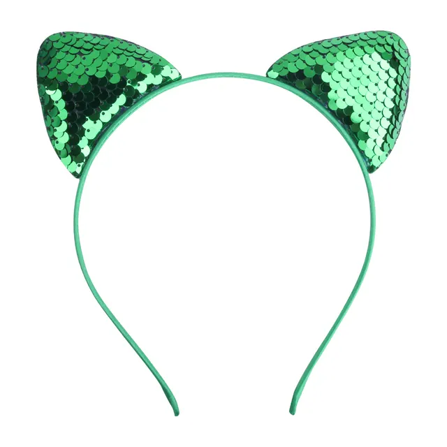 Quicksand Children's Cartoon Sweet Headband Hairpin Flip Scale Sequined Cat Ears Accessory Green - Shop at LoveMi