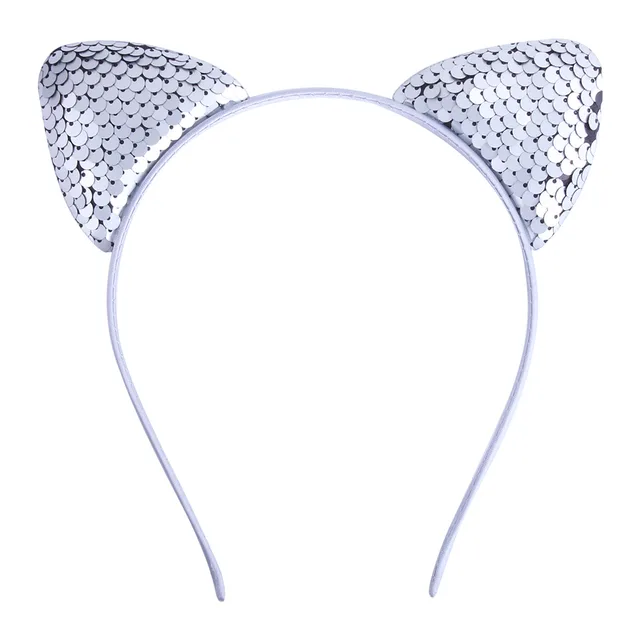 Quicksand Children's Cartoon Sweet Headband Hairpin Flip Scale Sequined Cat Ears Accessory Light Gray - Shop at LoveMi
