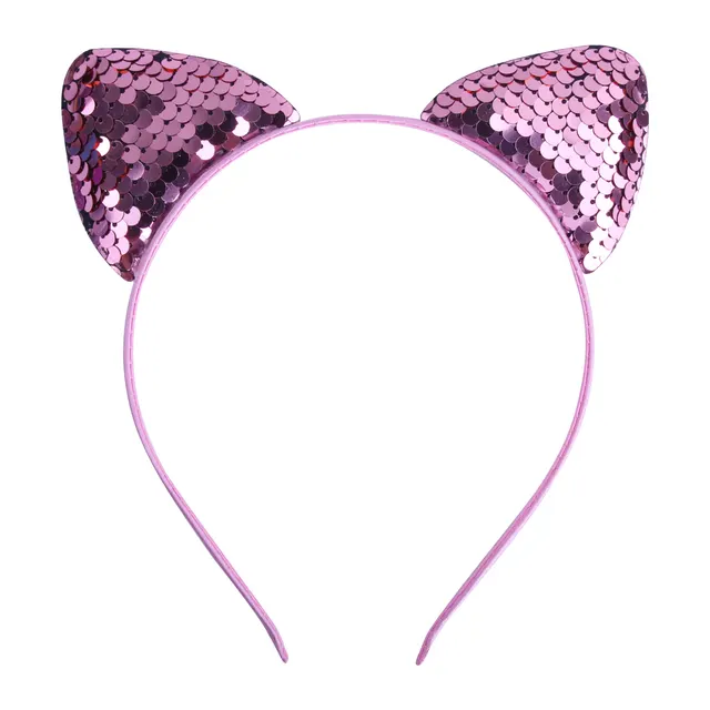 Quicksand Children's Cartoon Sweet Headband Hairpin Flip Scale Sequined Cat Ears Accessory Medium Pink - Shop at LoveMi
