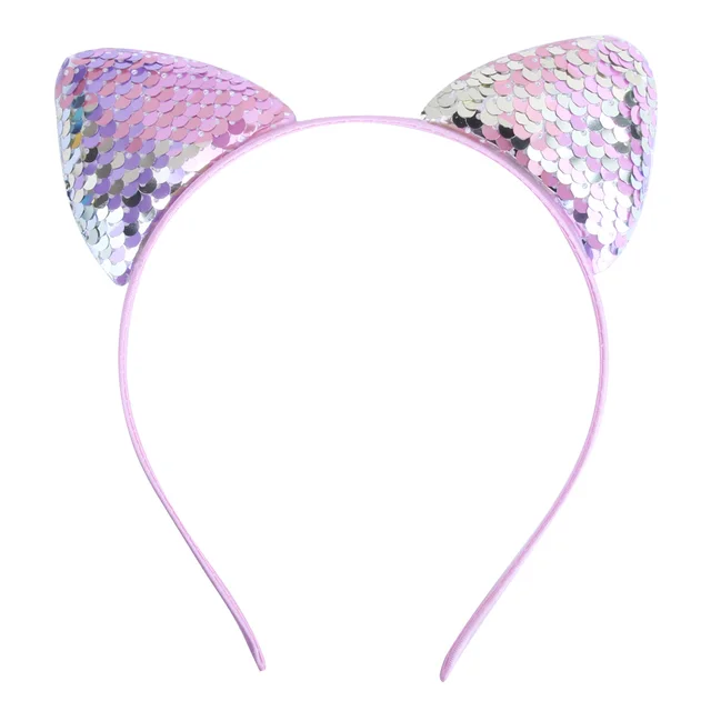 Quicksand Children's Cartoon Sweet Headband Hairpin Flip Scale Sequined Cat Ears Accessory Pink - Shop at LoveMi